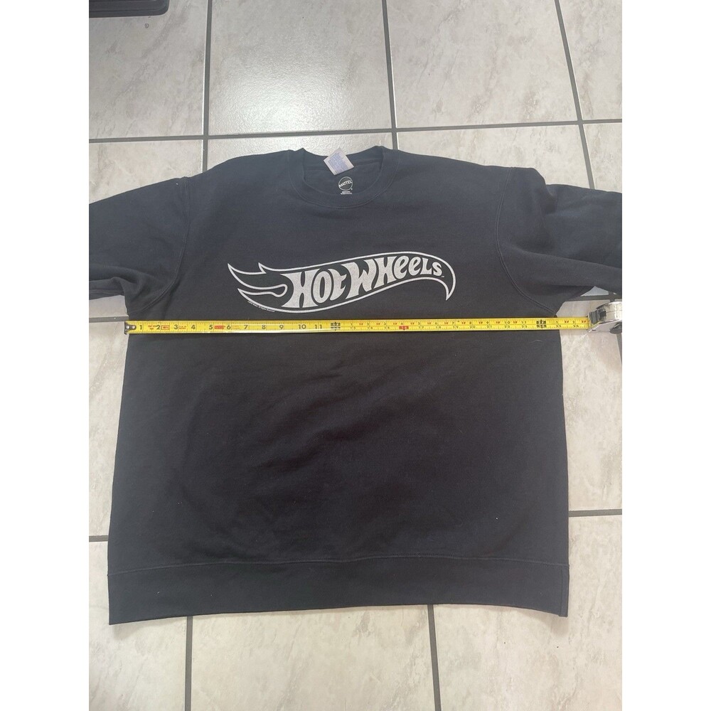 Mattel Hot Wheels Gray Logo Black Crewneck Sweatshirt Unisex XL - Picture 7 of 9